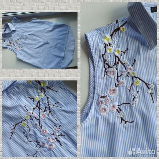 Нежная блуза с вышивкой Сакура на 44-46