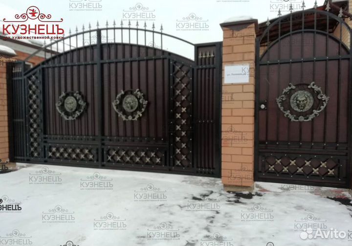 Откатные кованые ворота