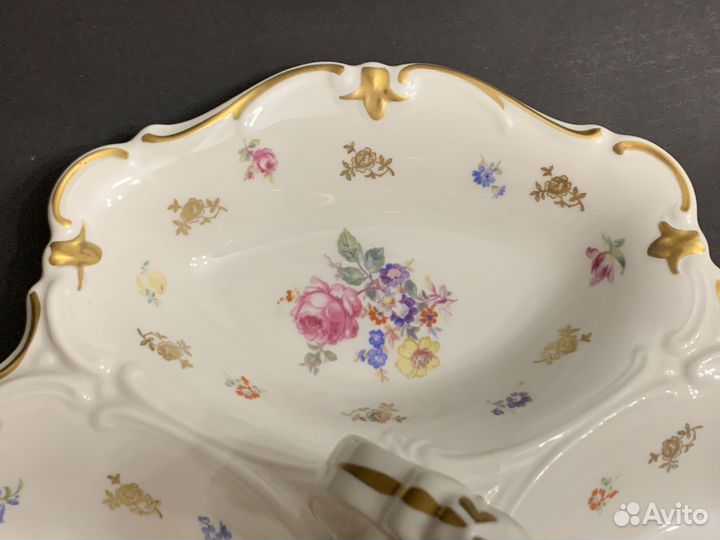 Менажница немецкая антикварная Мейсенский букет