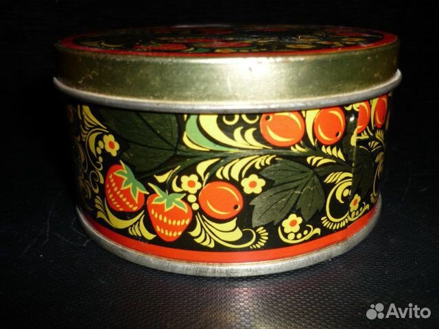Банка жестяная СССР клубника под Хохлому клюква