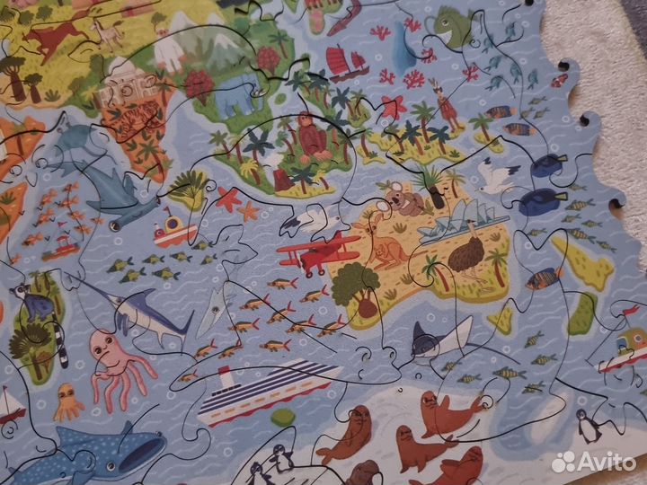 Карта Мира 100 деталей деревянный пазл