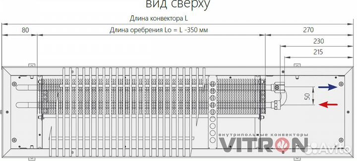 Обогреватель внутрипольный Витрон высота 400