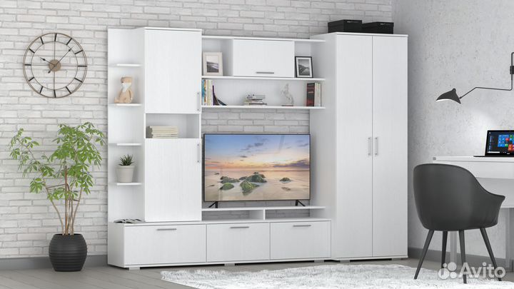 Стенка в гостиную Анис в белом цвете