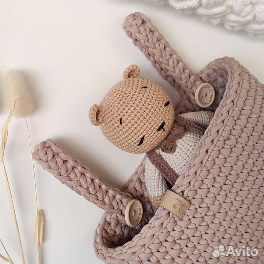 Корзина подвесная вязаная