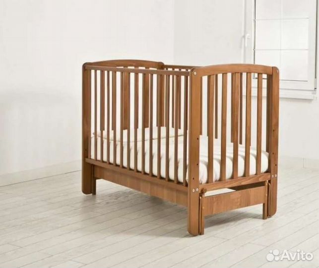 Детская кроватка с продольным маятником + матрас