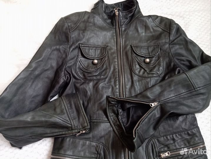 Куртка кожаная женская 46 48 черная