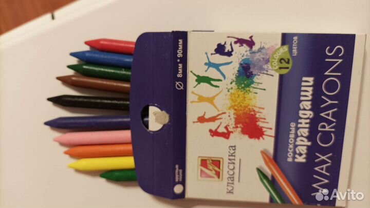 Карандаши восковые 12цв, масляные 24 цв