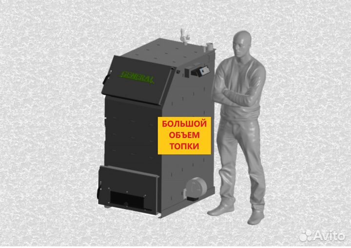 Котел длительного горения до 3суток Топка 68л 4мм