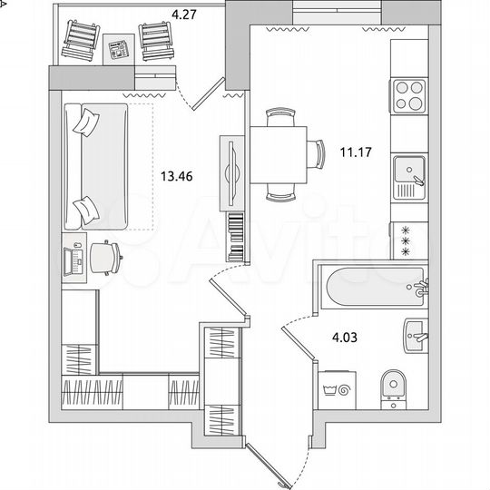 1-к. квартира, 37 м², 6/17 эт.