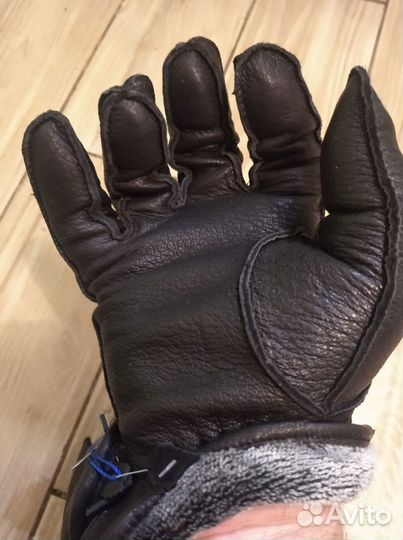 Перчатки мужские черные, кожа олень,на меху