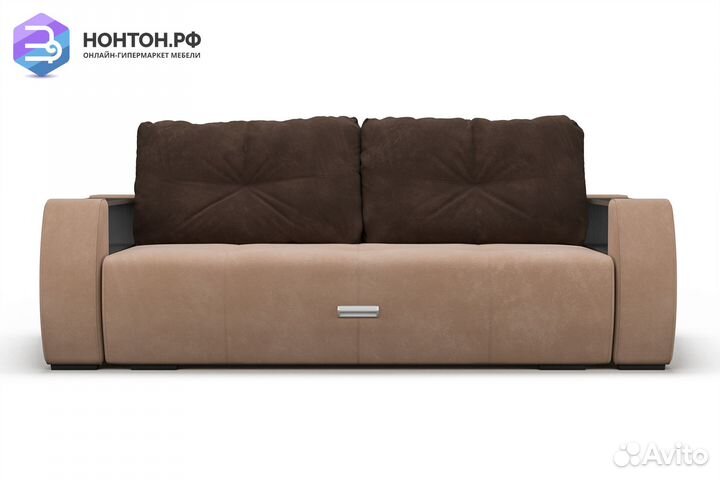 Диван еврокнижка Мальтида бежевый / коричневый