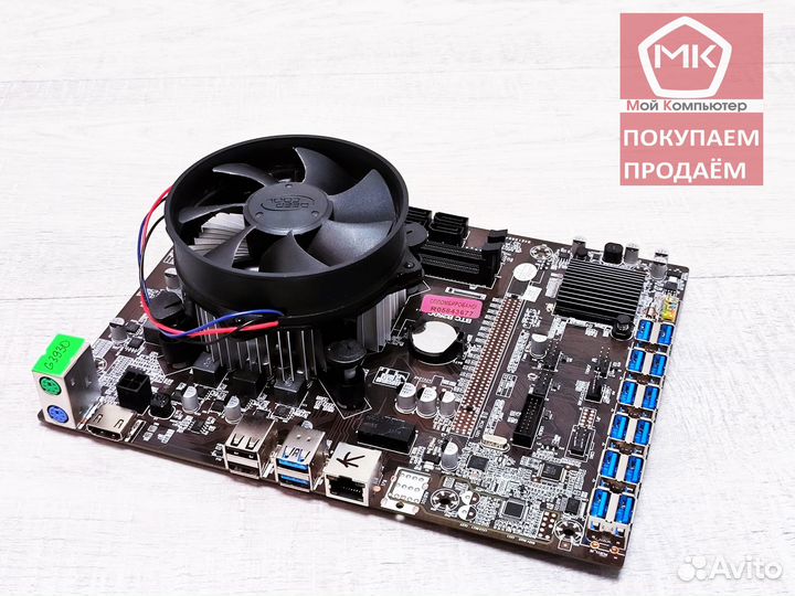 Материнская плата на 12 карт BTC B250C + G3930