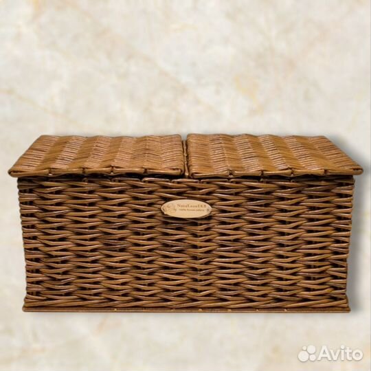 Плетеный короб с перегородкой и крышкой на заказ