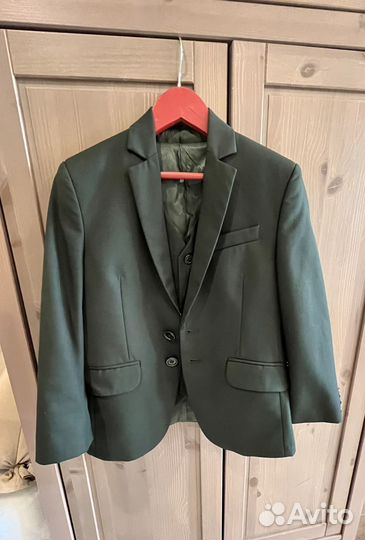 Пиджак и жилет школьный (зеленый) 128