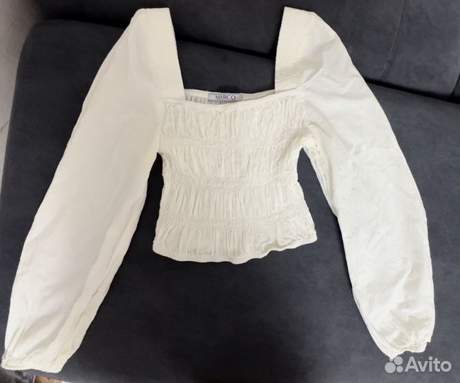 Блузка топ с рукавами белая