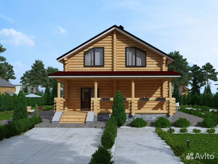 Сруб дома из бревна