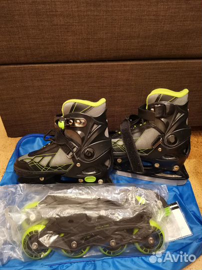 Коньки раздвижные + ролики Rush Action 33-36