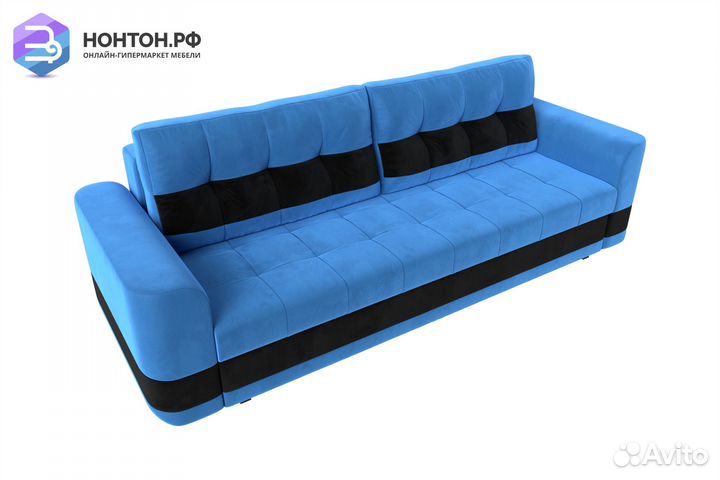 Диван еврокнижка Честер голубый / черный