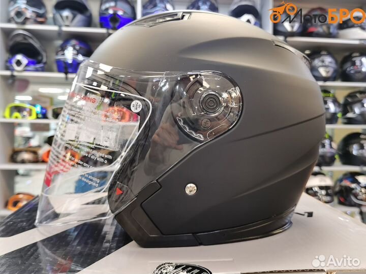 Шлем мото kioshi 516 Solid открытый, черный