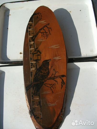 Панно деревянное винтажное из спила дерева 