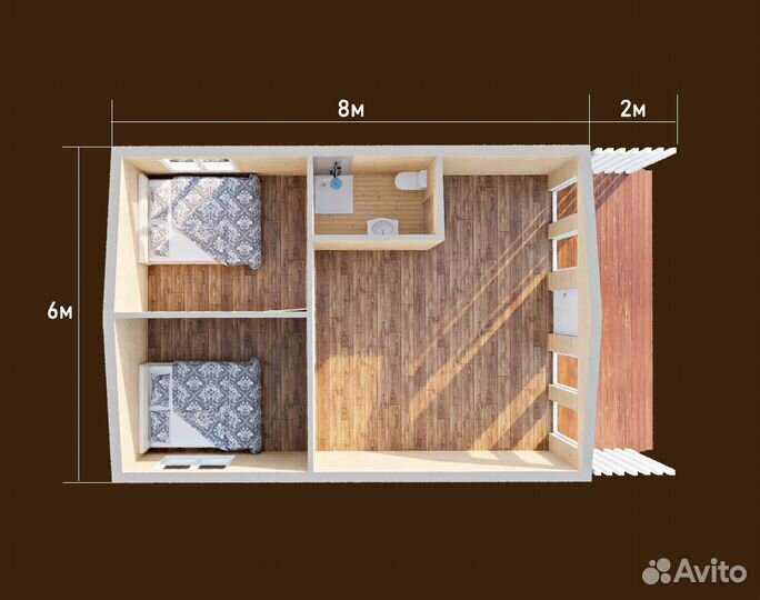 Готовый дом 6х10 Терраса 2 спальни Отделка