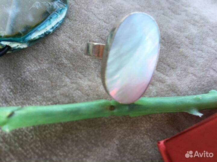 Кольцо серебро перламутр