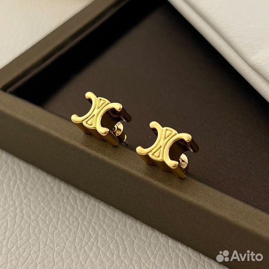Золотые серьги celine