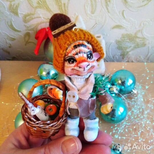 Тигр, елочная игрушка, ручная работа