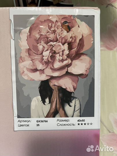 Картина по номерам Девушка и пион