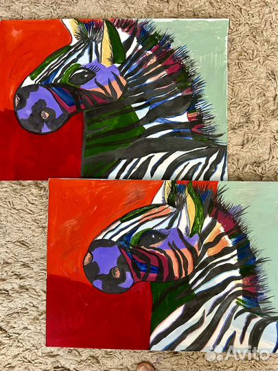 Картина поп арт Зебра А3