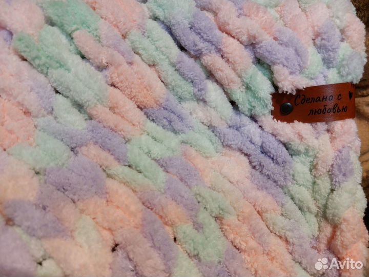 Плед вязаный плюшевый детский