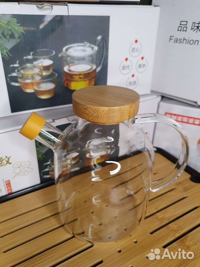 Чайник с бамбуковой крышкой 600 мл