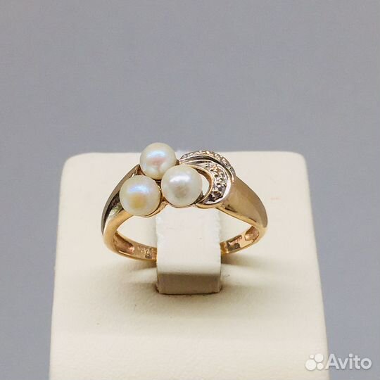 Кольцо, золото 585, жемчуг