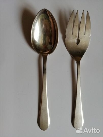 Ложка вилка лопатка для рыбы салатная Серебро 84