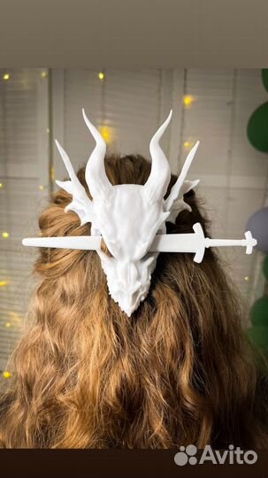 Заколка для волос дракон, заколка с черепом