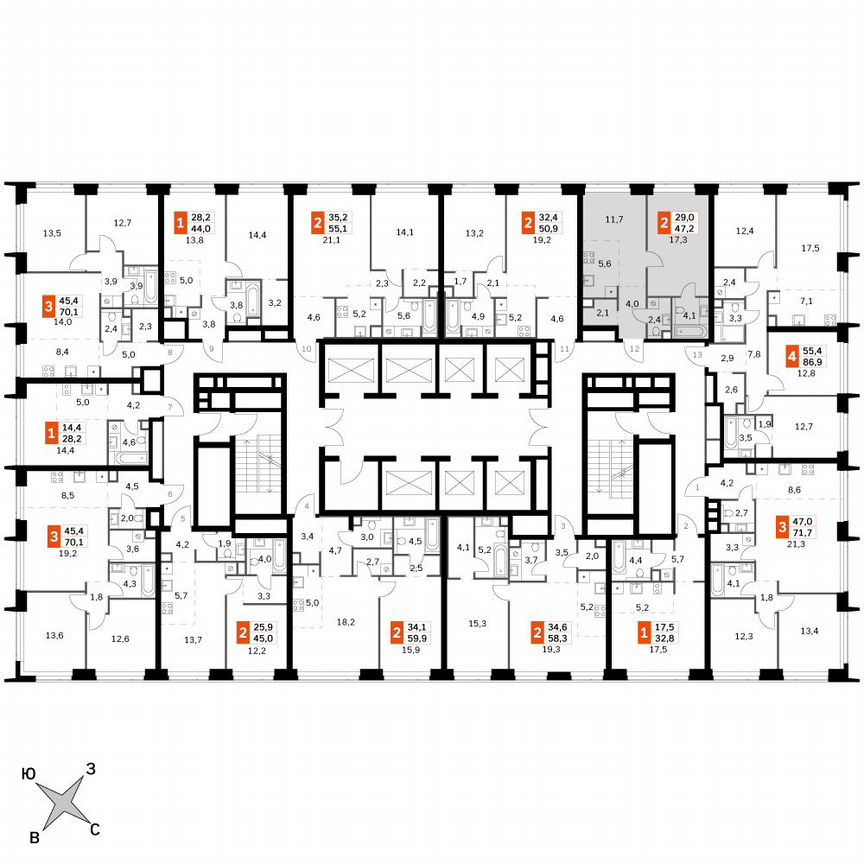 1-к. квартира, 47,2 м², 38/60 эт.