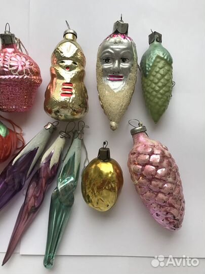 Елочные игрушки новогодние стекло СССР