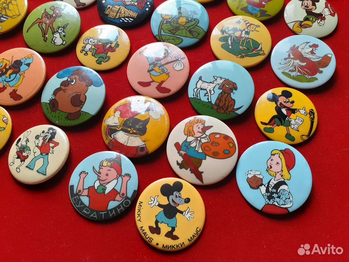 Набор детских значков. Пластик. Герои сказок