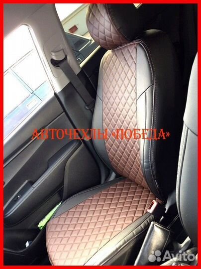 Чехлы Kia Rio 4 Xline из экокожи чёрно-шоколадные