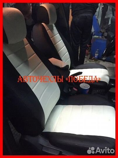 Чехлы Hyundai Elantra 4 HD из экокожи чёрно-белые