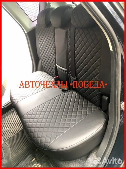 Чехлы Nissan Note из экокожи чёрные Ромб