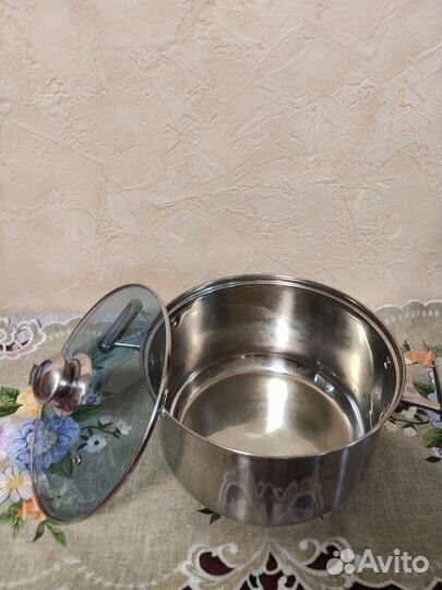 Кастрюля из нержавейки большая, ёмкость 6 литров
