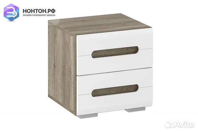 Тумба прикроватная Наоми дуб каньон / белый глянец