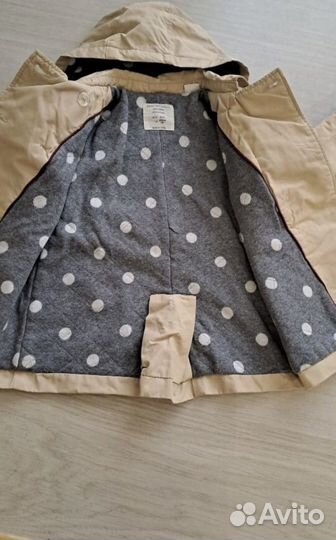 Плащ- тренч для девочки zara 92-98 утепленный
