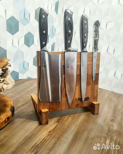 Подставка для ножей деревянная магнитная