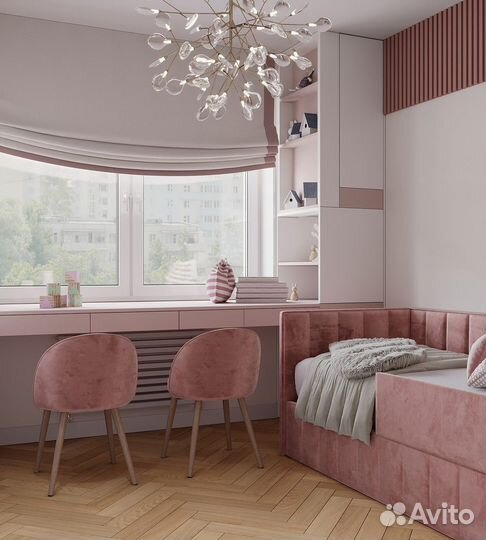 Рабочая зона доя девочки / Мебель в детскую