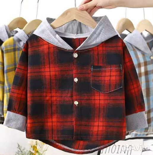 Рубашка для мальчика, с капюшоном.новая 140см