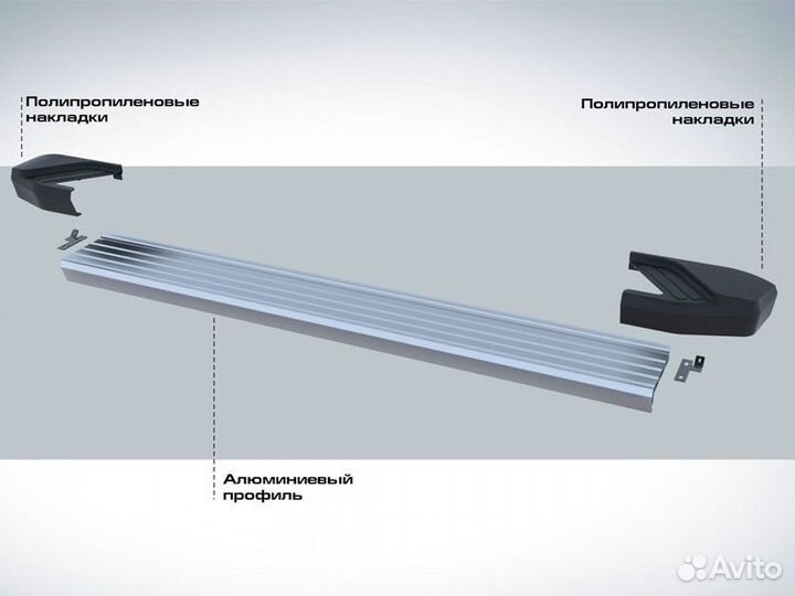 Подножки боковые пороги Hyundai Creta, 2015-2020 R