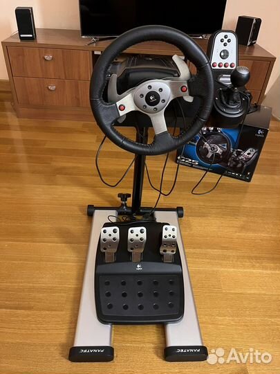 Руль педали кпп Logitech g25 + Подставка Fanatec
