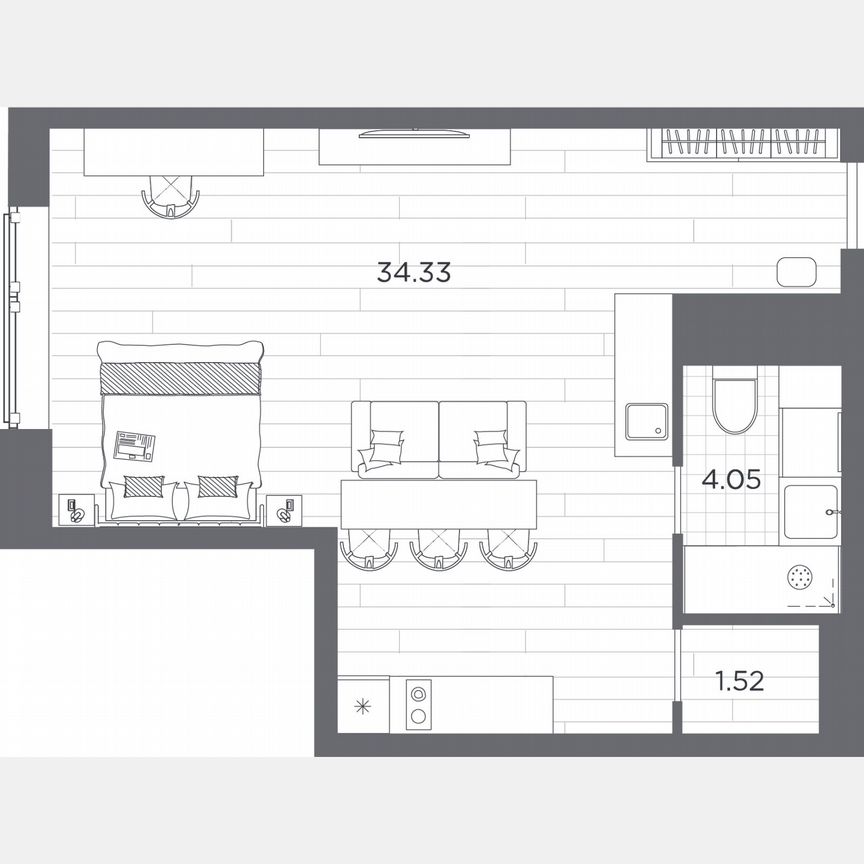 Апартаменты-студия, 39,9 м², 8/14 эт.